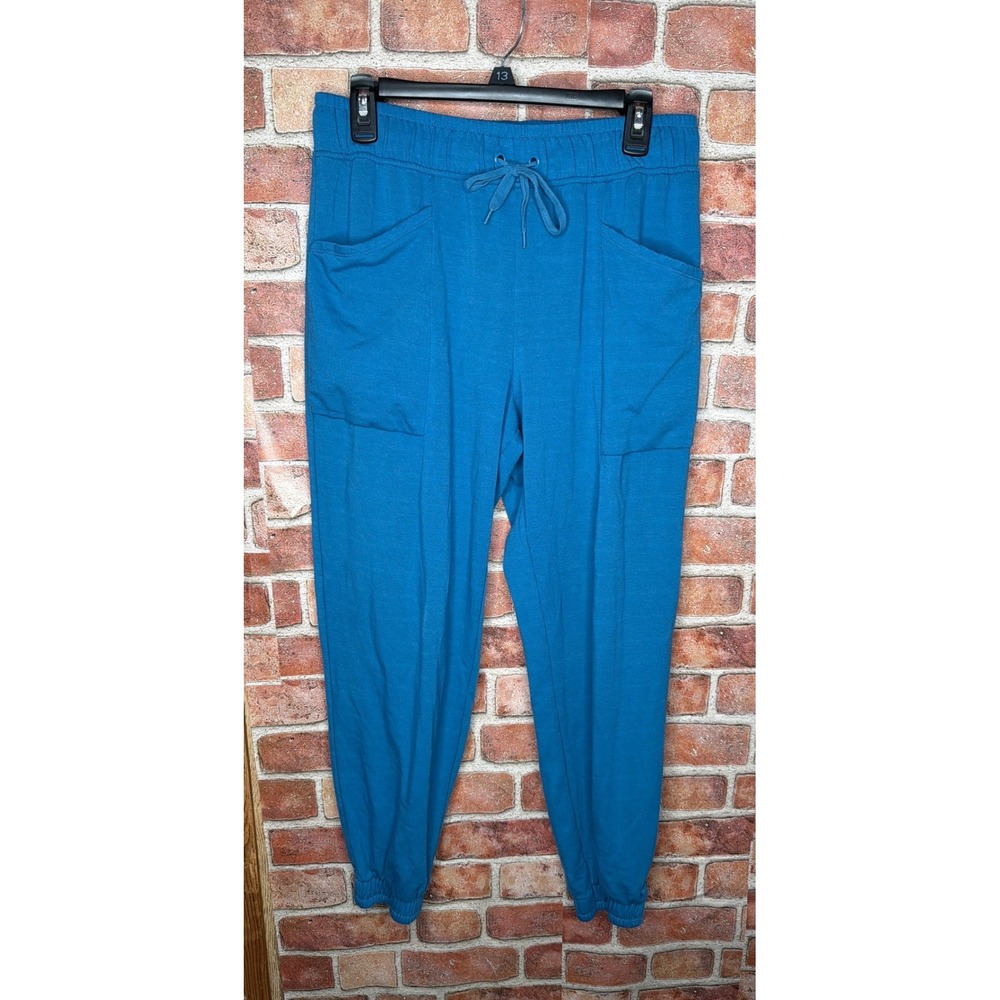Cuddl Duds Comfortwear Joggers Teal Blue‎ Petite Medium Pockets Drawstring Pants